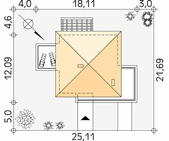 Projekt domu Andromeda - usytuowanie na działce