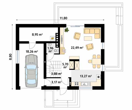 Projekt domu Anka 2 - rzut parteru