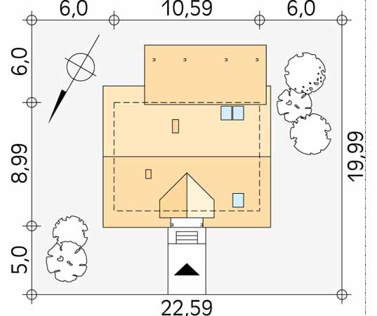 Projekt domu Anka dr-S - usytuowanie na działce