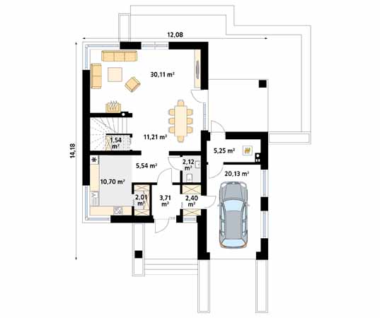 Projekt domu Antara - rzut parteru