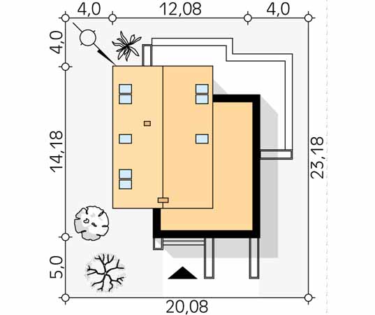 Projekt domu Antara - usytuowanie na działce