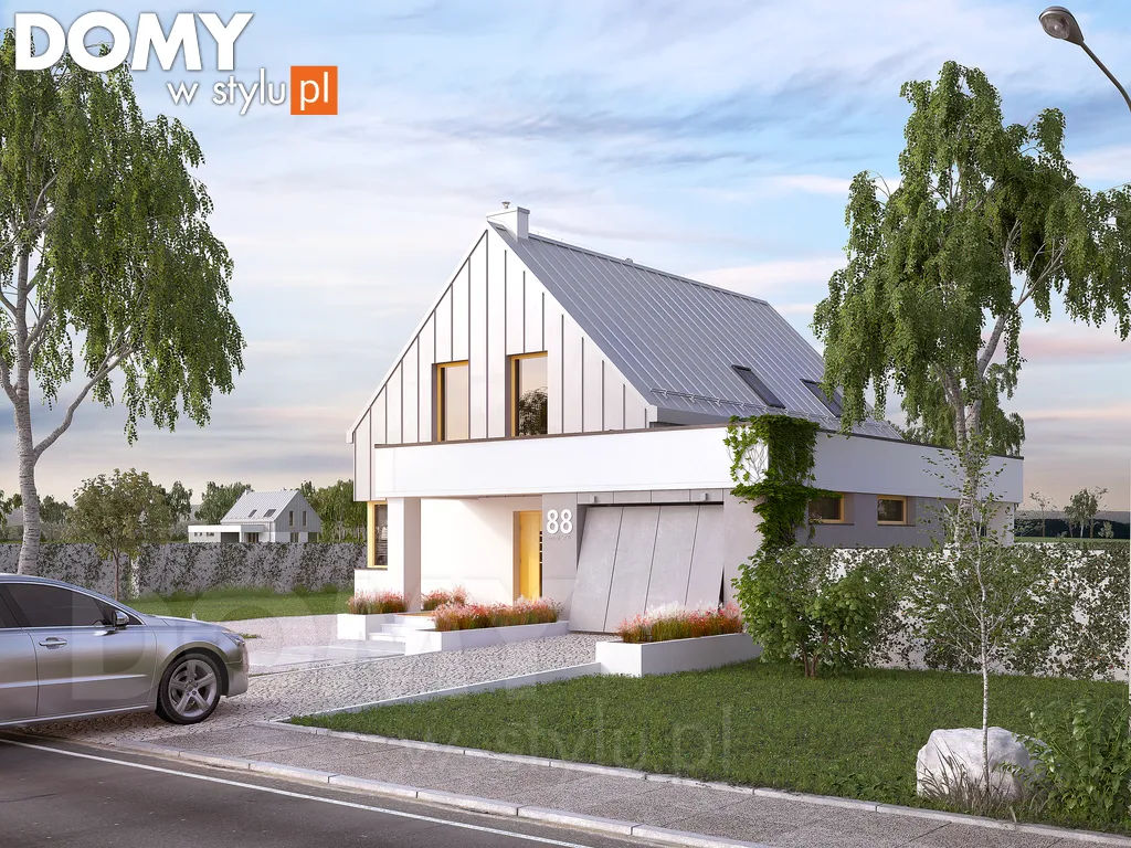 Nowoczesny projekt domu z poddaszem Antara - wizualizacja frontowa