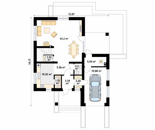 Projekt domu Antara 2 - rzut parteru