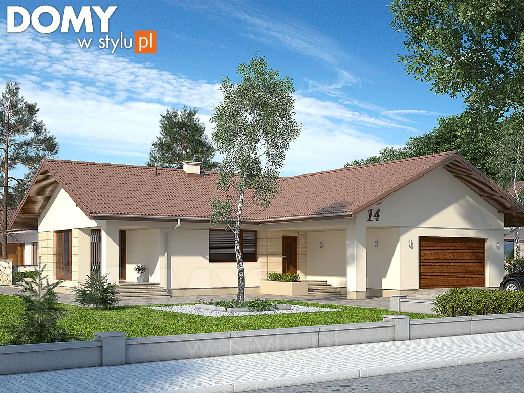 Nowoczesny projekt domu parterowego Antracyt - wizualizacja frontowa