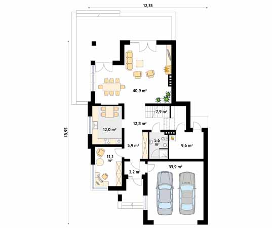 Projekt domu Aplauz - rzut parteru