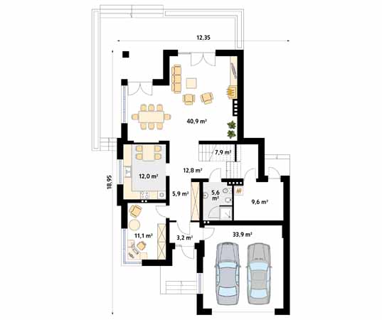 Projekt domu Aplauz 2 - rzut parteru