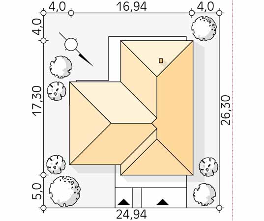 Projekt domu Ares - usytuowanie na działce