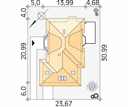 Projekt domu Aria 7 - usytuowanie na działce