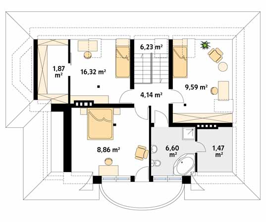 Projekt domu Aria 8 - rzut poddasza