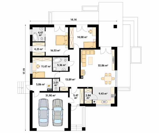 Projekt domu Ariel - rzut parteru