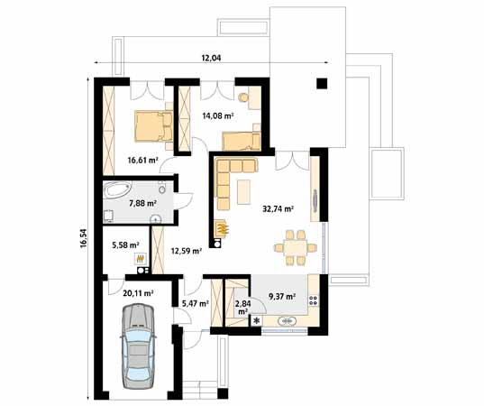 Projekt domu Ariel 2 - rzut parteru