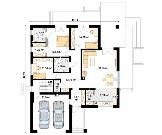 Projekt domu Ariel 3 - rzut parteru