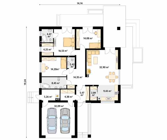 Projekt domu Ariel 5 - rzut parteru