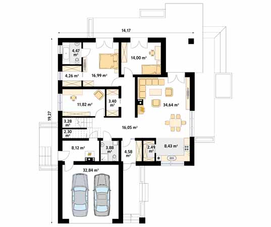 Projekt domu Ariel 7 - rzut parteru