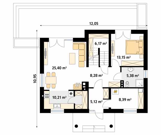 Projekt domu Arion - rzut parteru