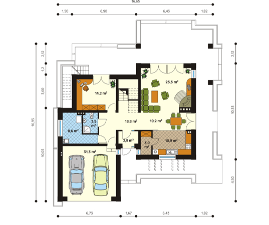 Projekt domu Arizona - rzut parteru