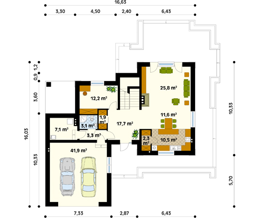 Projekt domu Arizona 3 - rzut parteru
