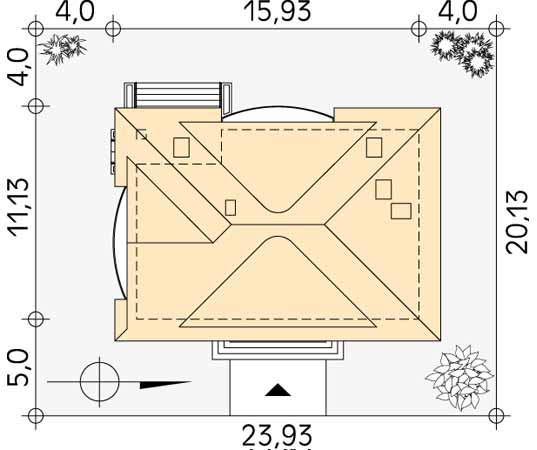 Projekt domu Arka - usytuowanie na działce