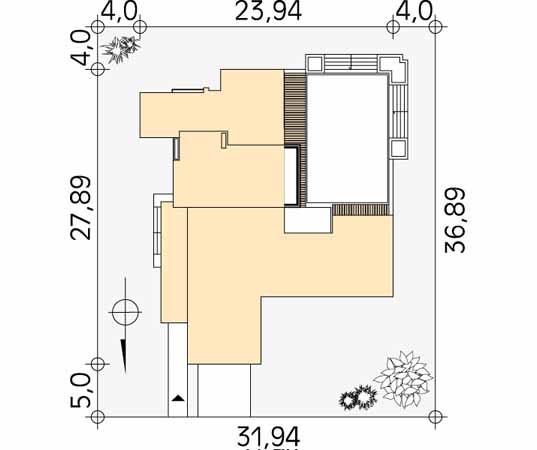 Projekt domu Arkadia - usytuowanie na działce