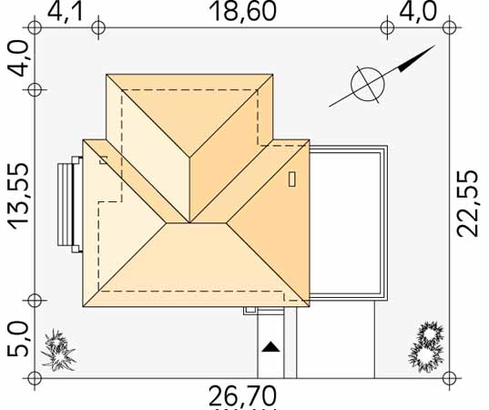 Projekt domu Arkan - usytuowanie na działce