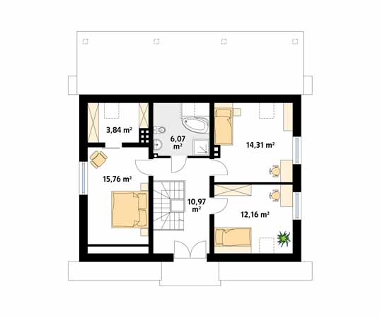Projekt domu Arnika - rzut poddasza