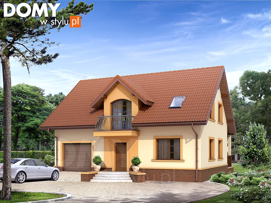 Projekt domu z poddaszem Arnika - wizualizacja frontowa