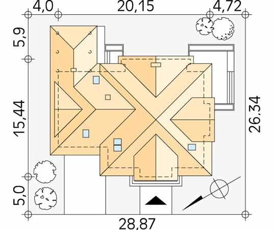 Projekt domu Artemida - usytuowanie na działce