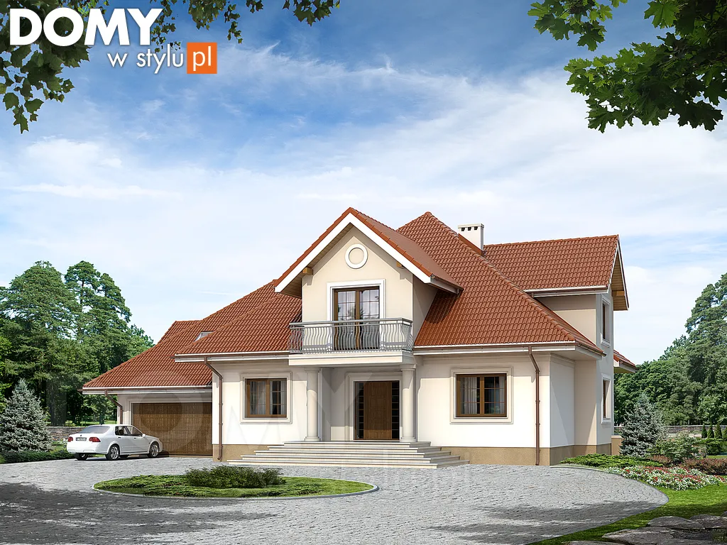 Projekt domu z poddaszem Artemida - wizualizacja frontowa