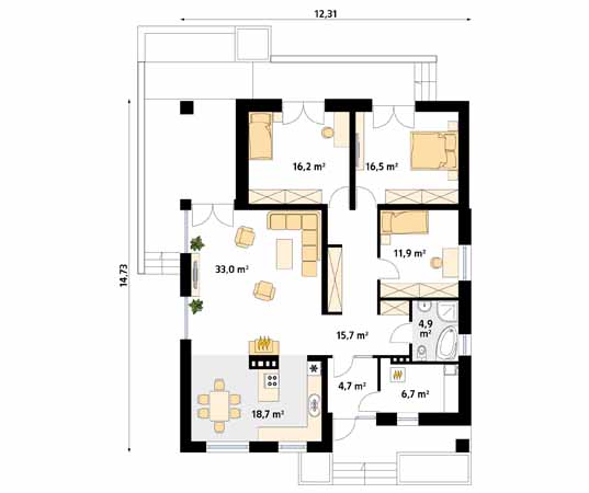 Projekt domu As 2 - rzut parteru