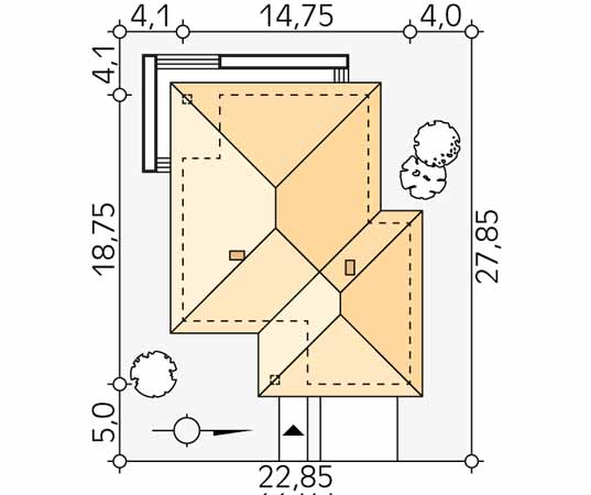 Projekt domu As 4 - usytuowanie na działce
