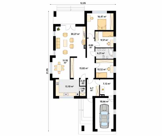 Projekt domu Aster 2 - rzut parteru