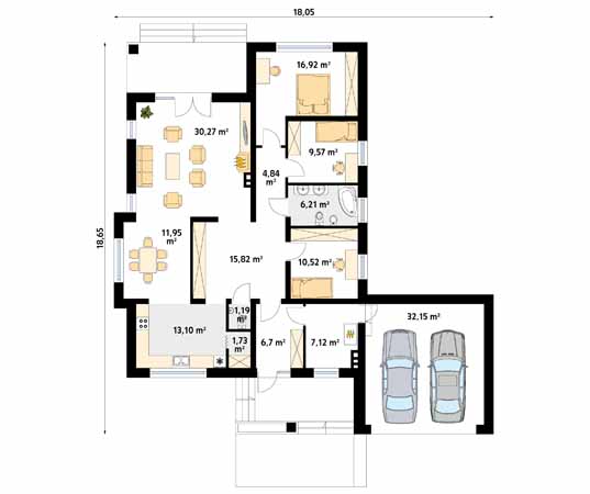 Projekt domu Aster 3 - rzut parteru