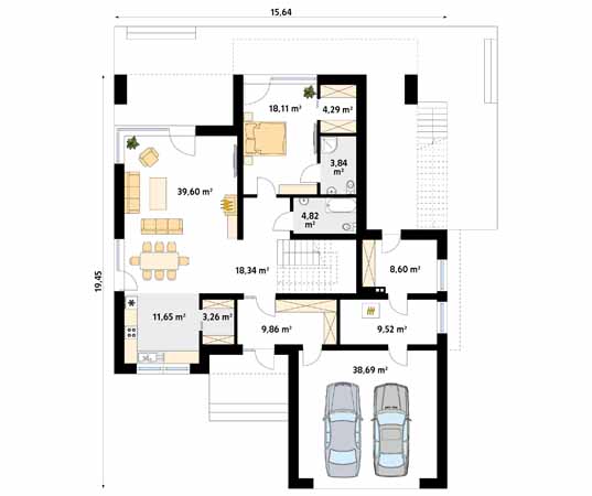 Projekt domu Asteria - rzut parteru