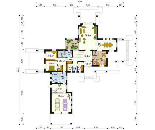 Projekt domu Astron - rzut parteru