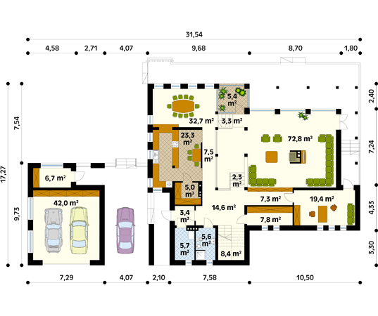 Projekt domu Atena - rzut parteru