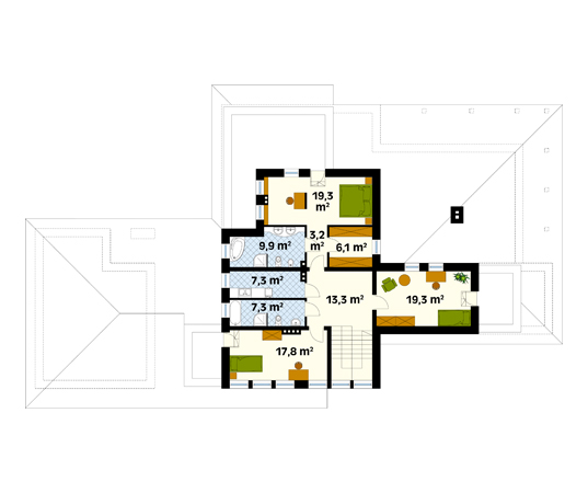 Projekt domu Atena - rzut piętra