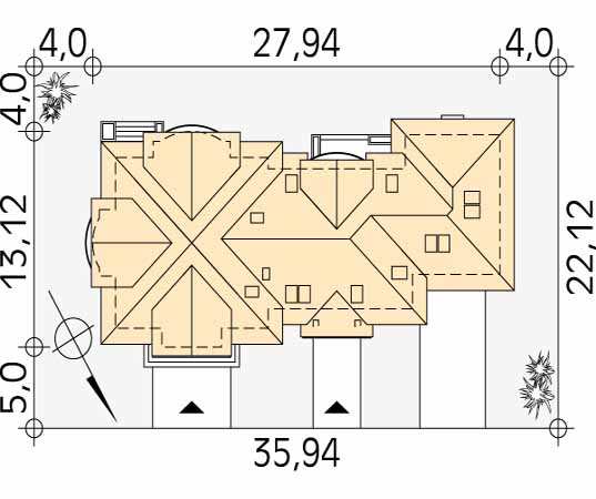 Projekt domu Atol - usytuowanie na działce