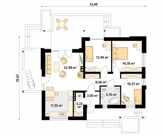 Projekt domu Atut - rzut parteru