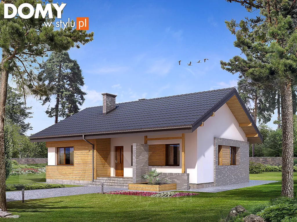 Nowoczesny projekt domu parterowego Atut - wizualizacja frontowa