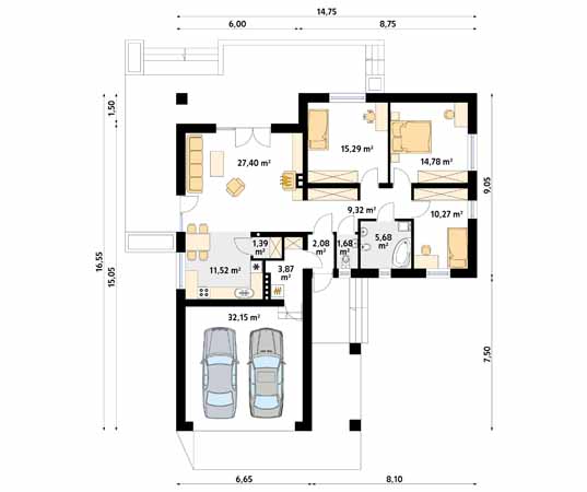 Projekt domu Atut 3 - rzut parteru