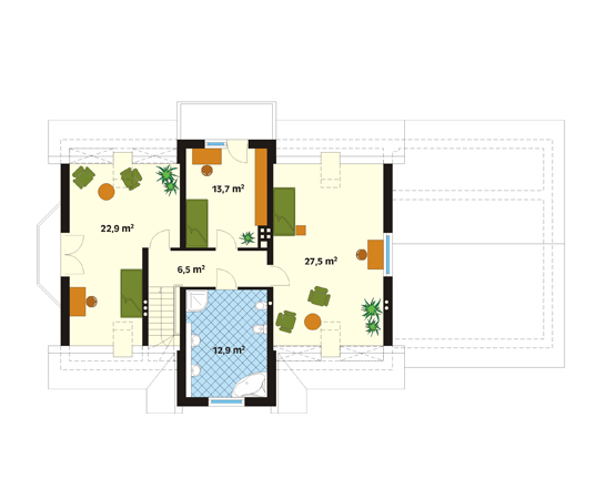 Projekt domu Aura - rzut poddasza