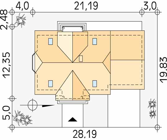 Projekt domu Aura - usytuowanie na działce