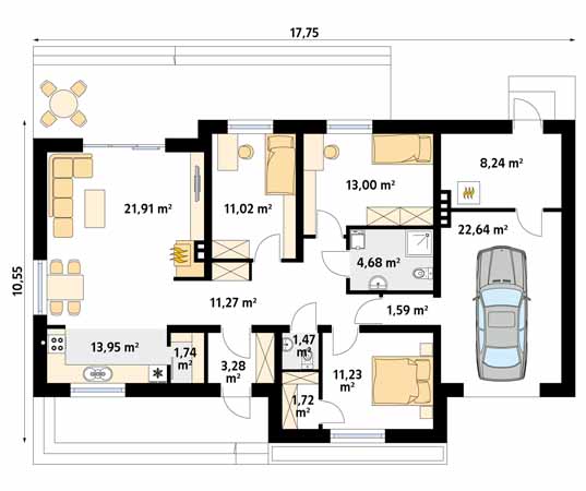 Projekt domu Aurelia - rzut parteru