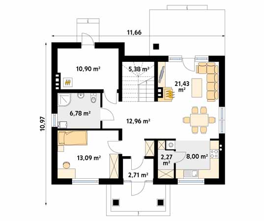 Projekt domu Aurum - rzut parteru