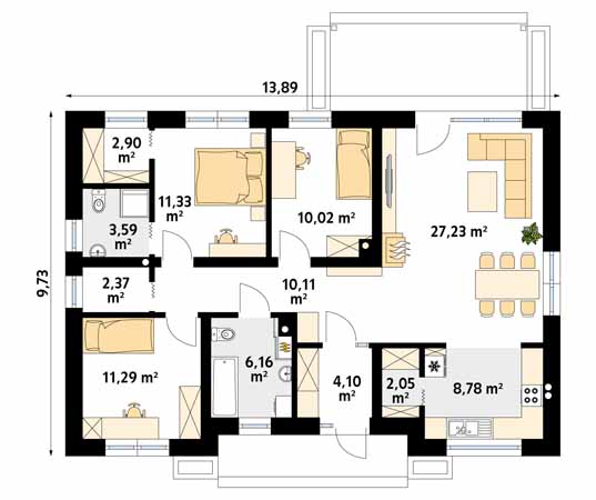 Projekt domu Awokado - rzut parteru
