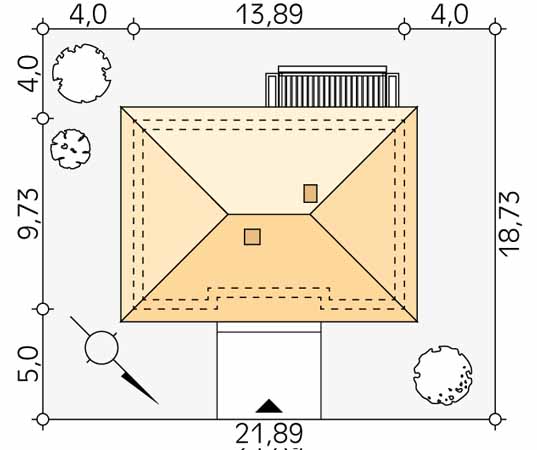 Projekt domu Awokado - usytuowanie na działce