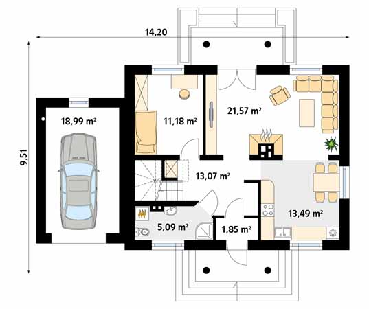 Projekt domu Azalia 2 - rzut parteru