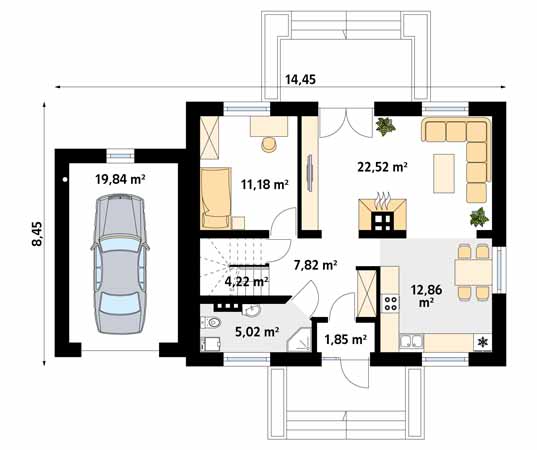 Projekt domu Azalia 5 - rzut parteru