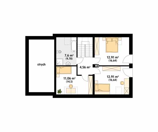 Projekt domu Azuryt - rzut poddasza