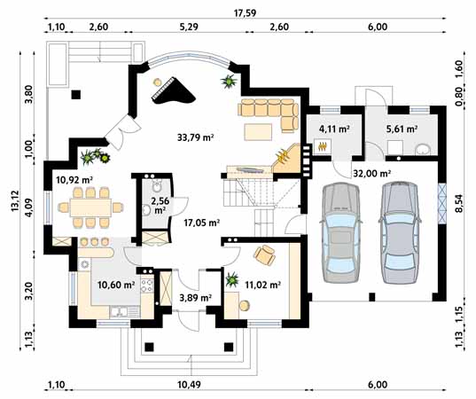 Projekt domu Bachus - rzut parteru